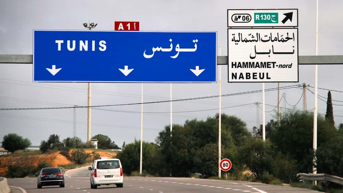 Autoroute A1 entre Tunis, Hammamet et Nabeul