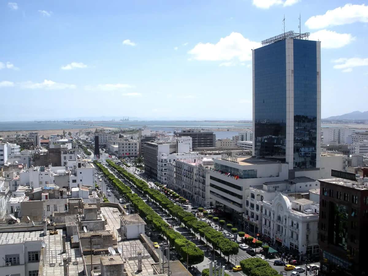 L'avenue Habib Bourguiba et le centre de Tunis vus des hauteurs