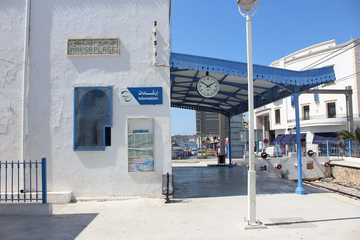 Gare du TGM de Marsa Plage, terminus de la ligne Tunis La Marsa