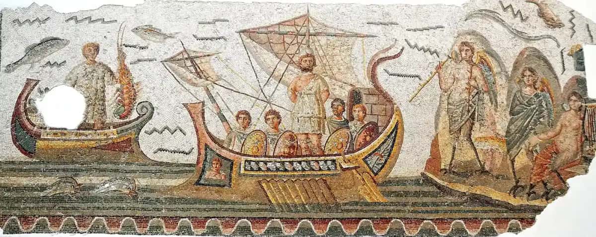 Mosaïque romaine représentant Ulysse et les sirènes, musée du Bardo à Tunis