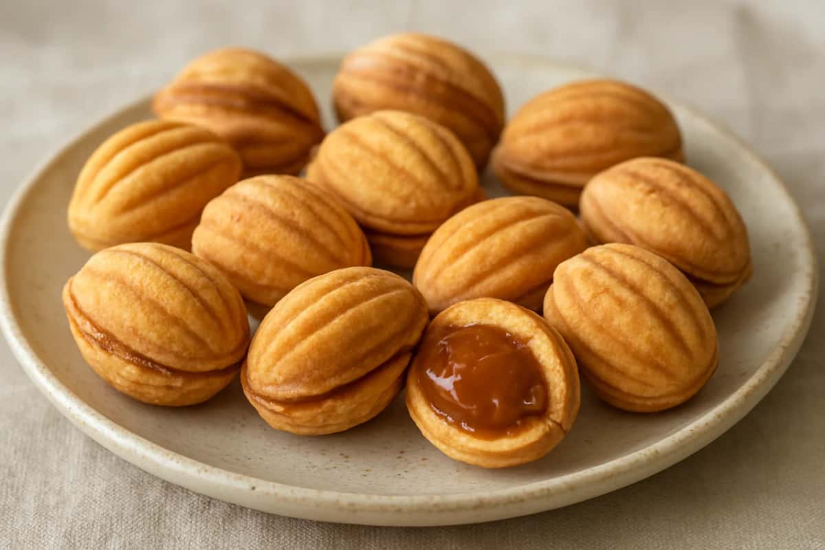 Zouza : biscuits en forme de coquille de noix fourrés au caramel
